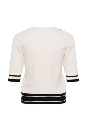 Toppar - LeenahlIW v-neck blouse –  VANILLA / BLACK STRIPE